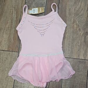 Moret Kids Pink Dance Costume Leotard with Skirt Tutu Sparkle Accents XS